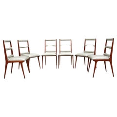 Retro Brazilian Modern Chairs in Hardwood & Beige Leather, Unknown, Brazil, 1950s