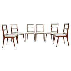 Vintage Brazilian Modern Chairs in Hardwood & Beige Leather, Unknown, Brazil, 1950s