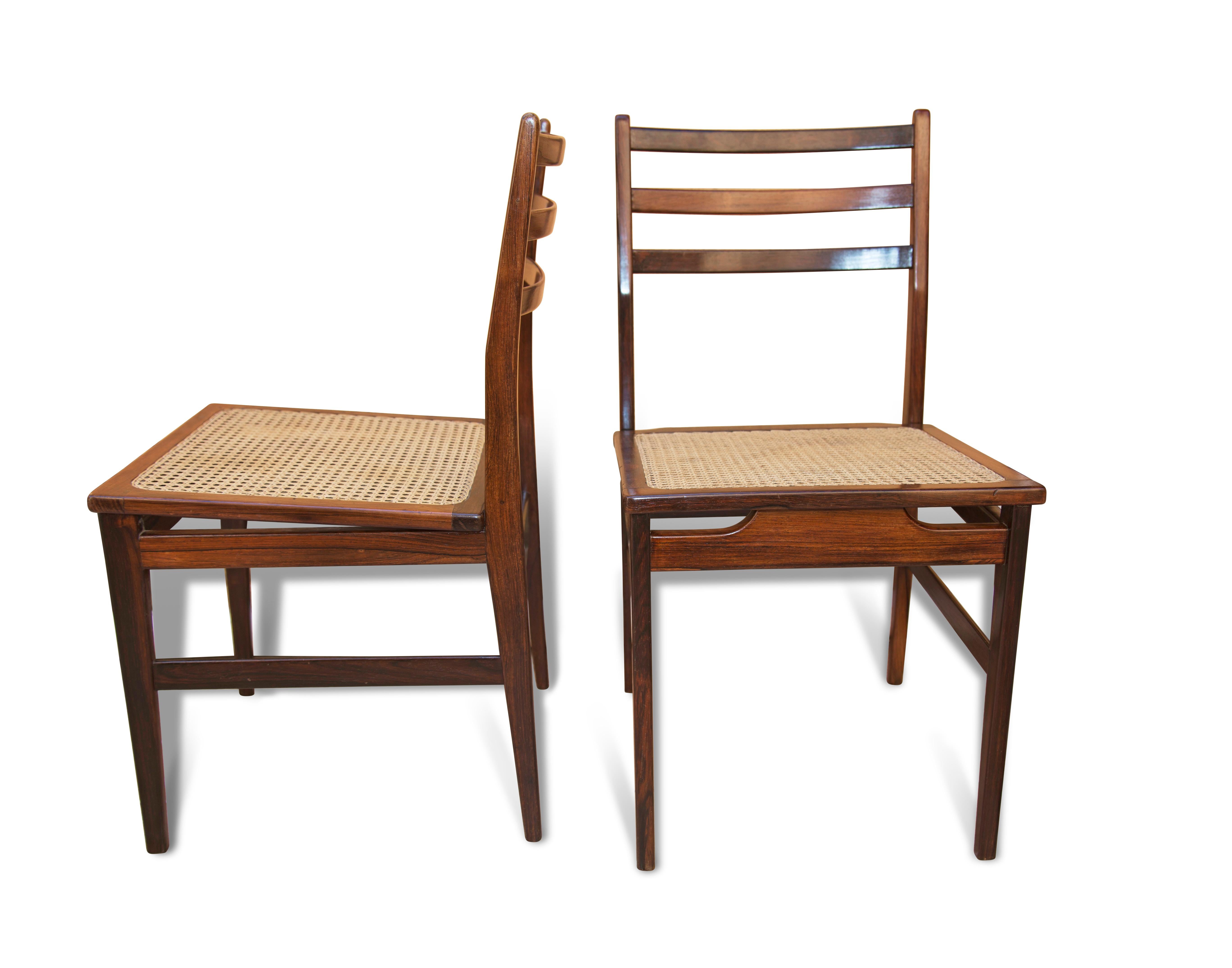 Mid-Century Modern Brazilian Modern Chairs in Hardwood & Cane by Alexandre Rapoport, 1960s, Brazil For Sale