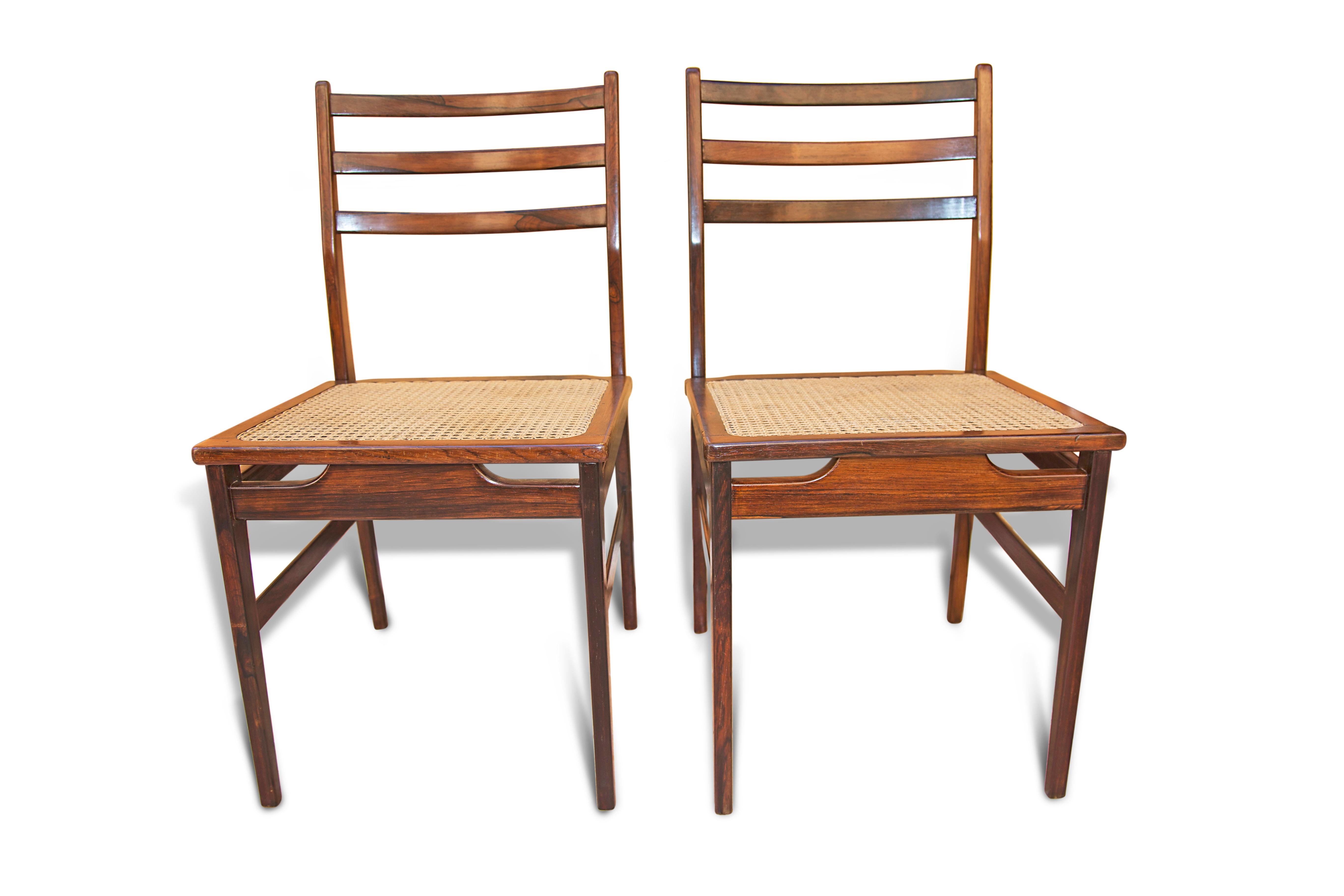Brazilian Modern Chairs in Hardwood & Cane by Alexandre Rapoport, 1960s, Brazil In Good Condition For Sale In New York, NY