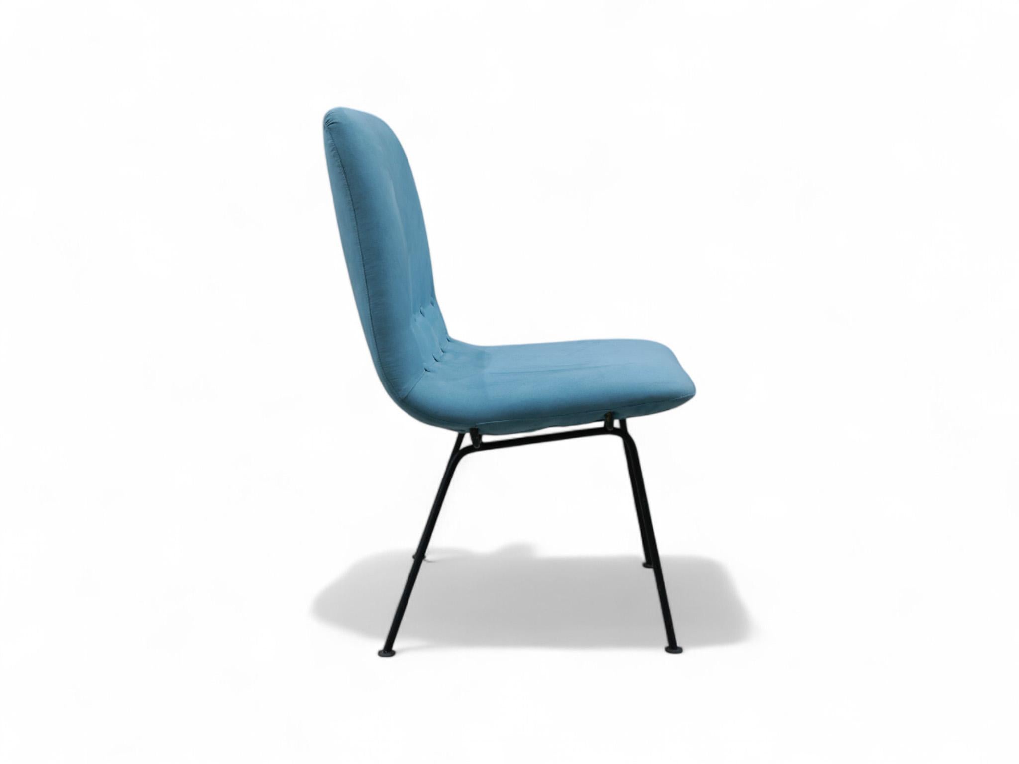 Brazilian Modern Chairs in Metal & Suede, Carlo Hauner, 1950s, Brazil For Sale 4
