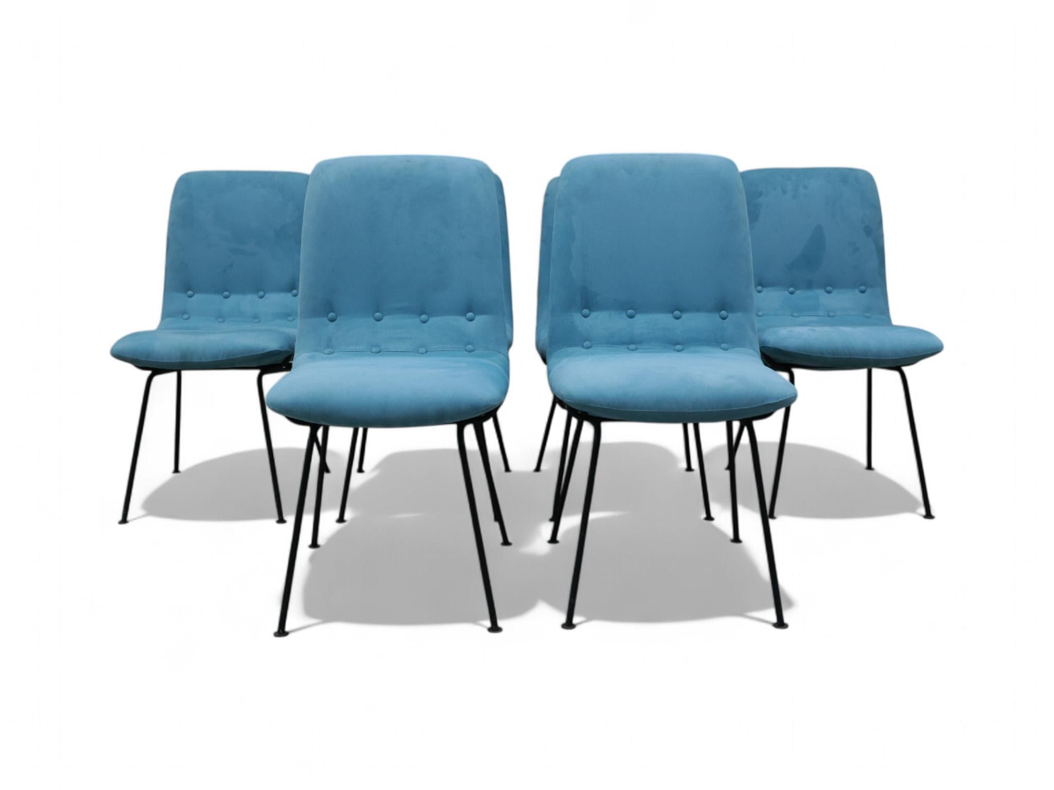 Mid-Century Modern Brazilian Modern Chairs in Metal & Suede, Carlo Hauner, 1950s, Brazil For Sale
