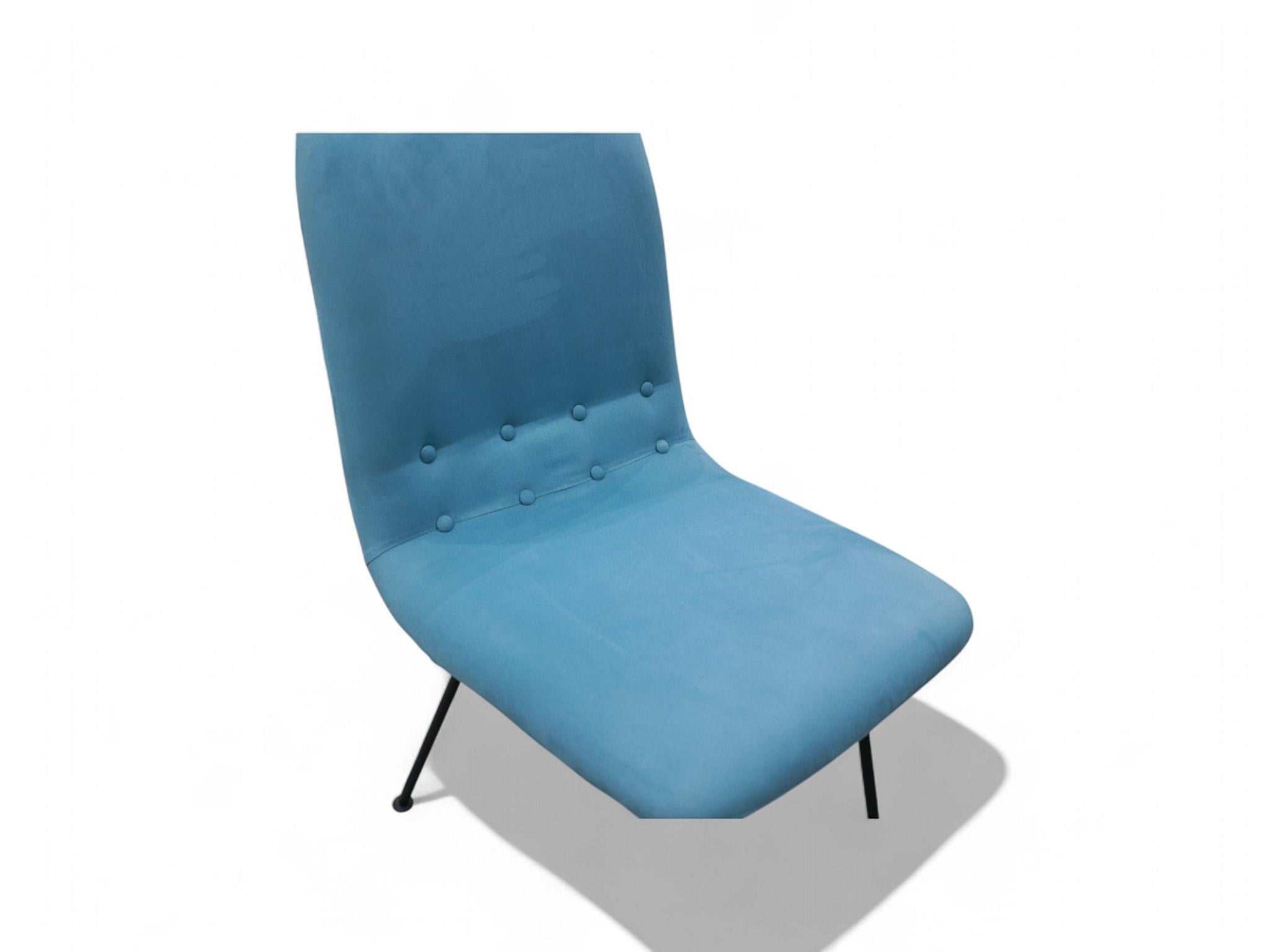 Brazilian Modern Chairs in Metal & Suede, Carlo Hauner, 1950s, Brazil For Sale 2