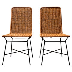 Brazilian Modern Chairs in Rattan and Metal by Carlo Hauner, 1950s, Brazil
