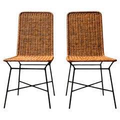 Sedie moderne brasiliane in rattan e metallo di Carlo Hauner, 1950, Brasile
