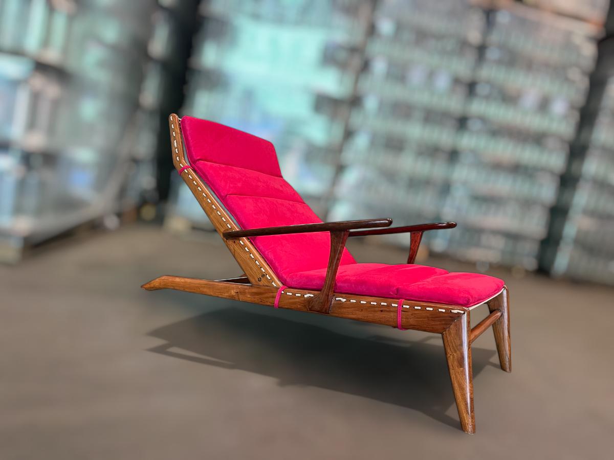 Chaise moderna brasiliana in legno di Caviuna e Ultrasuede, Pierre Wood, anni '50 in vendita 5