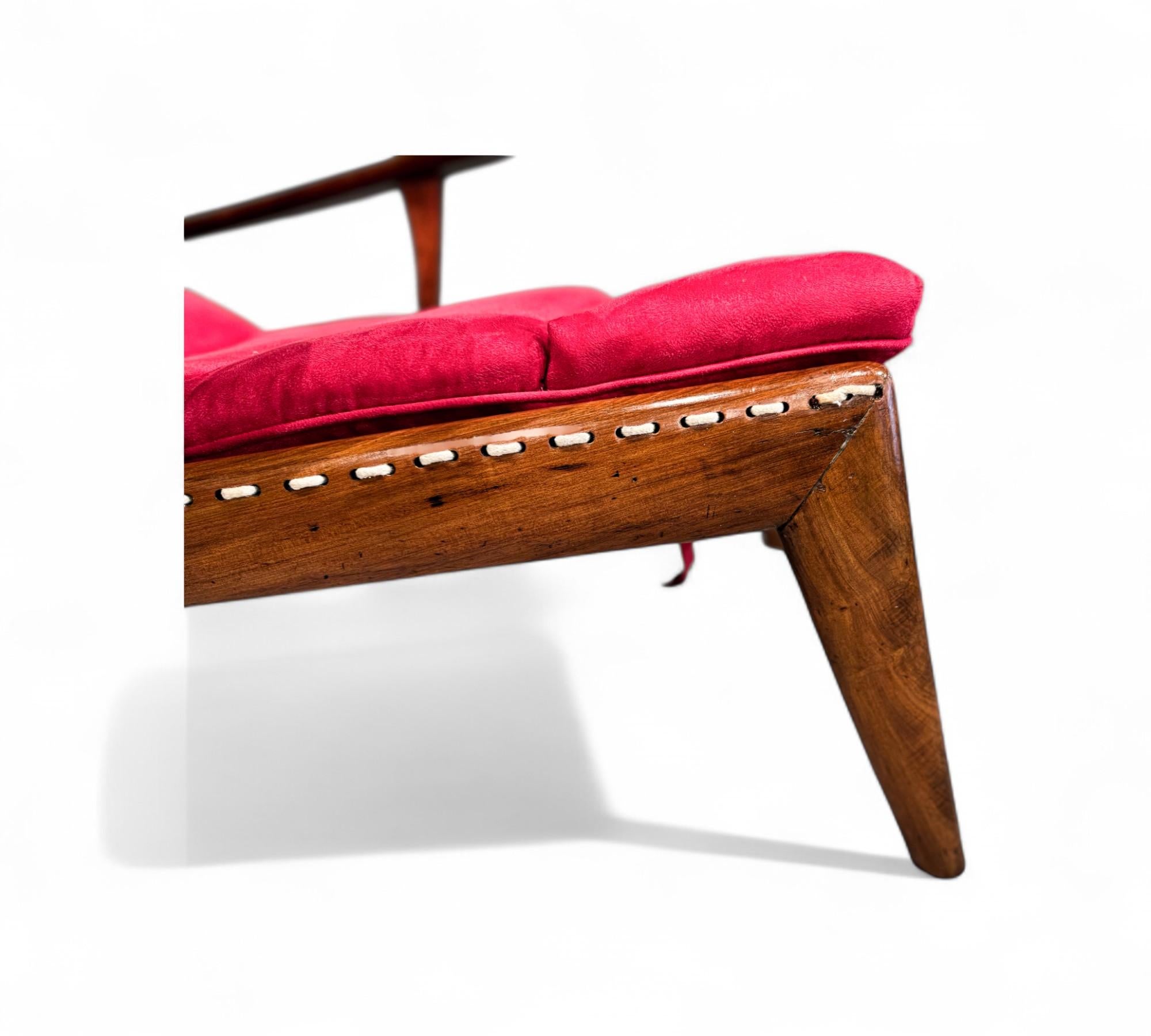 Brazilian Modern Chaise in Caviuna wood & Ultrasuede, Pierre Weck, 1950s For Sale 6