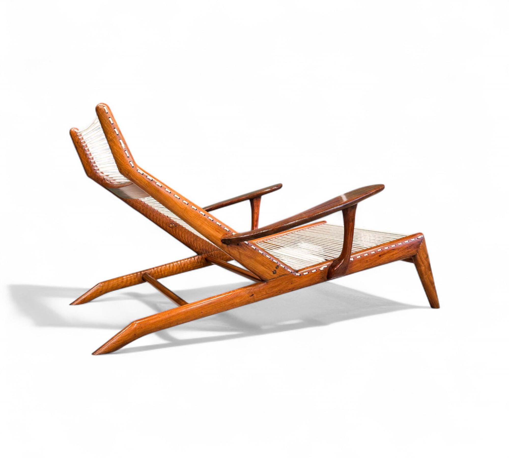 Brazilian Modern Chaise in Caviuna wood & Ultrasuede, Pierre Weck, 1950s For Sale 8