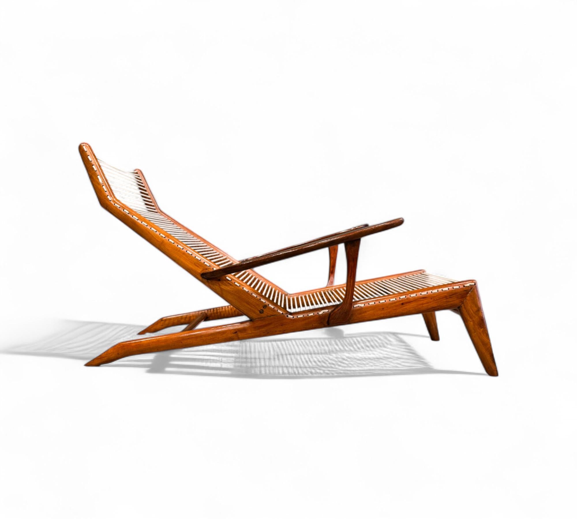 Brazilian Modern Chaise in Caviuna wood & Ultrasuede, Pierre Weck, 1950s For Sale 9