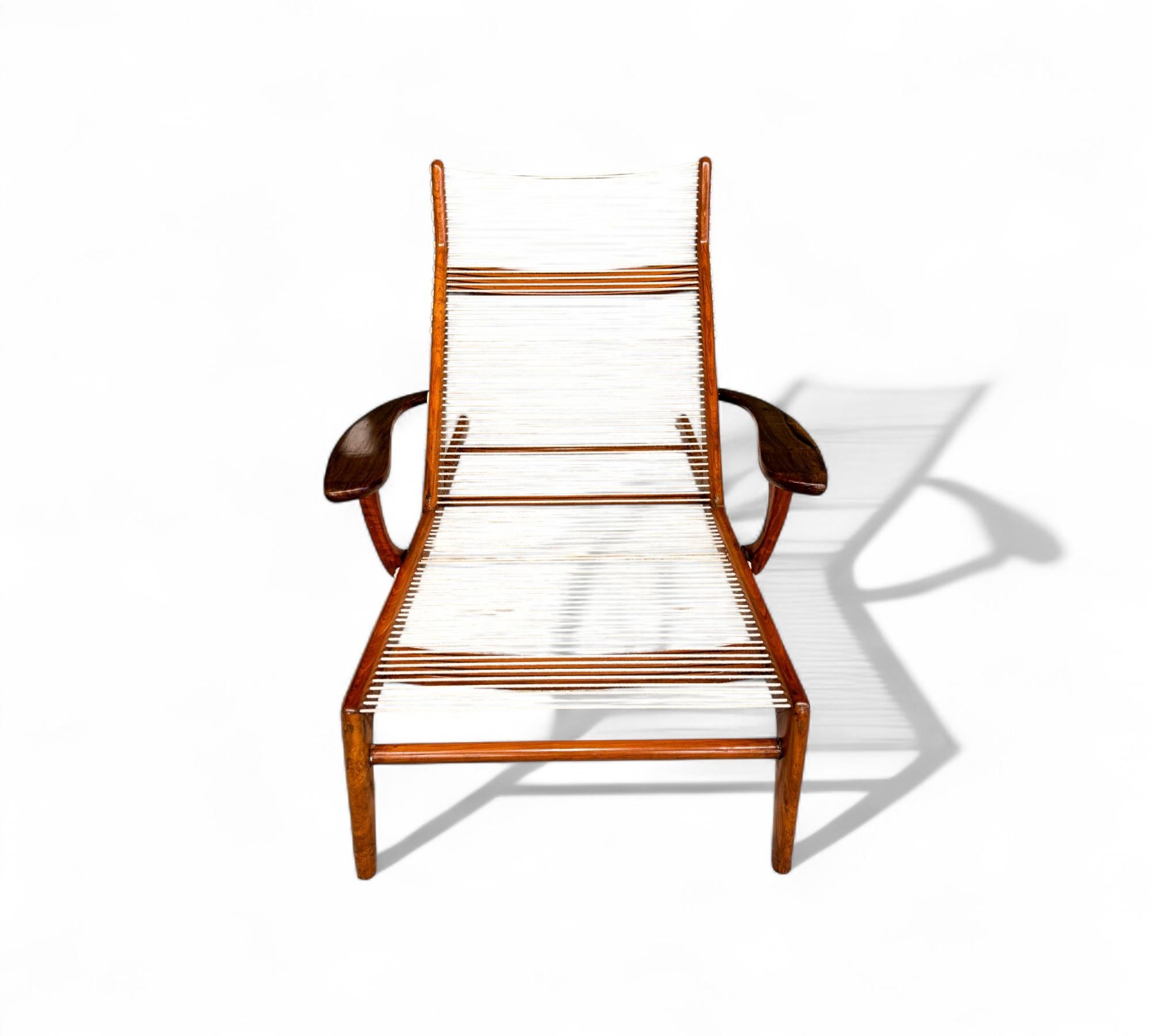 Brazilian Modern Chaise in Caviuna wood & Ultrasuede, Pierre Weck, 1950s For Sale 11