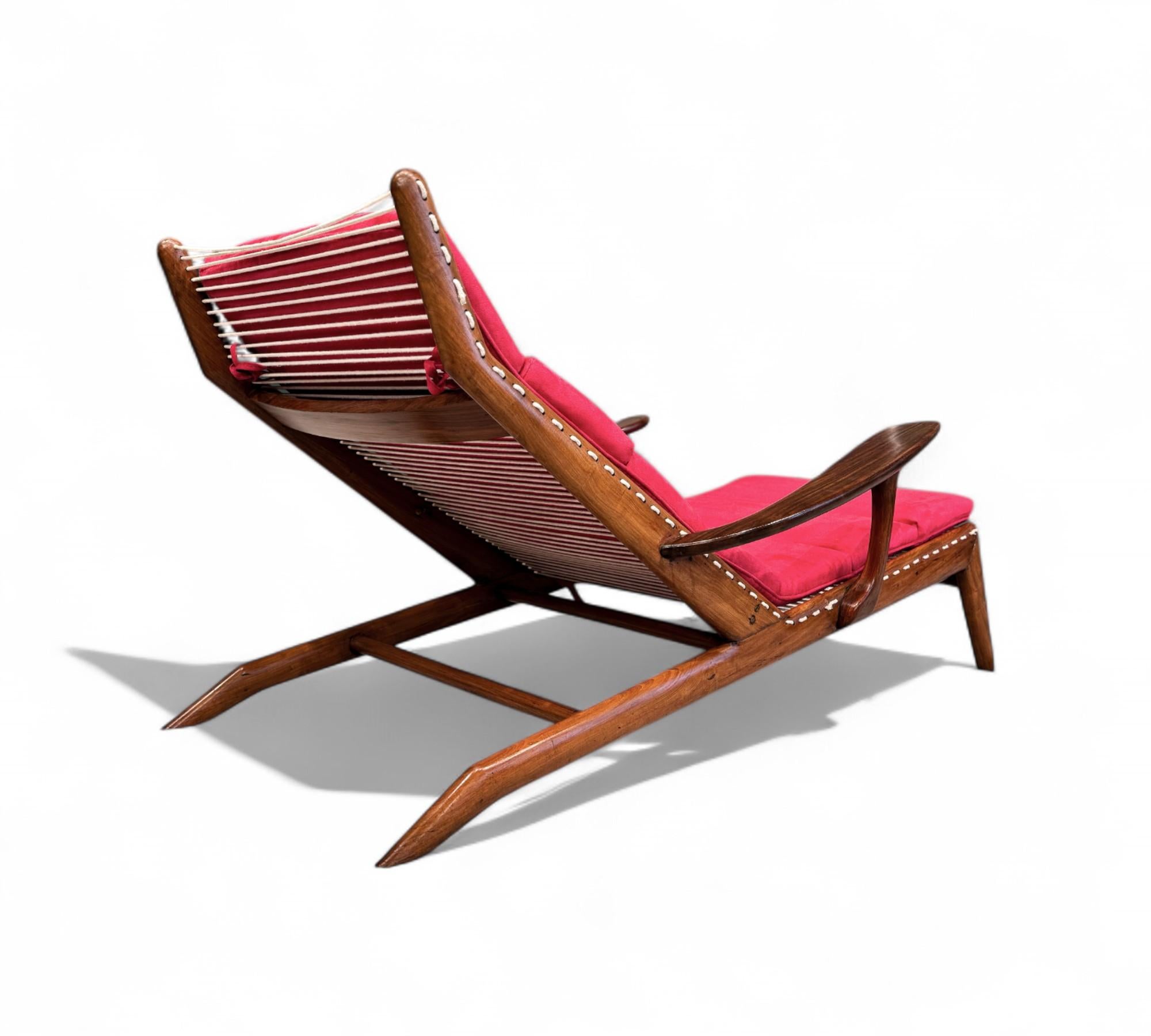Brazilian Modern Chaise in Caviuna wood & Ultrasuede, Pierre Weck, 1950s For Sale 2