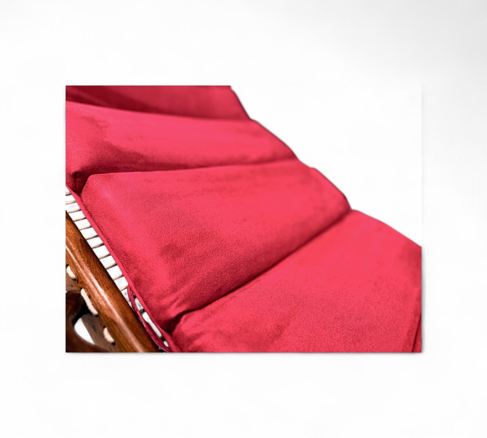 Brazilian Modern Chaise in Caviuna wood & Ultrasuede, Pierre Weck, 1950s For Sale 3