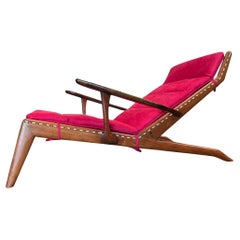 Chaise moderna brasiliana in legno di Caviuna e Ultrasuede, Pierre Wood, anni '50