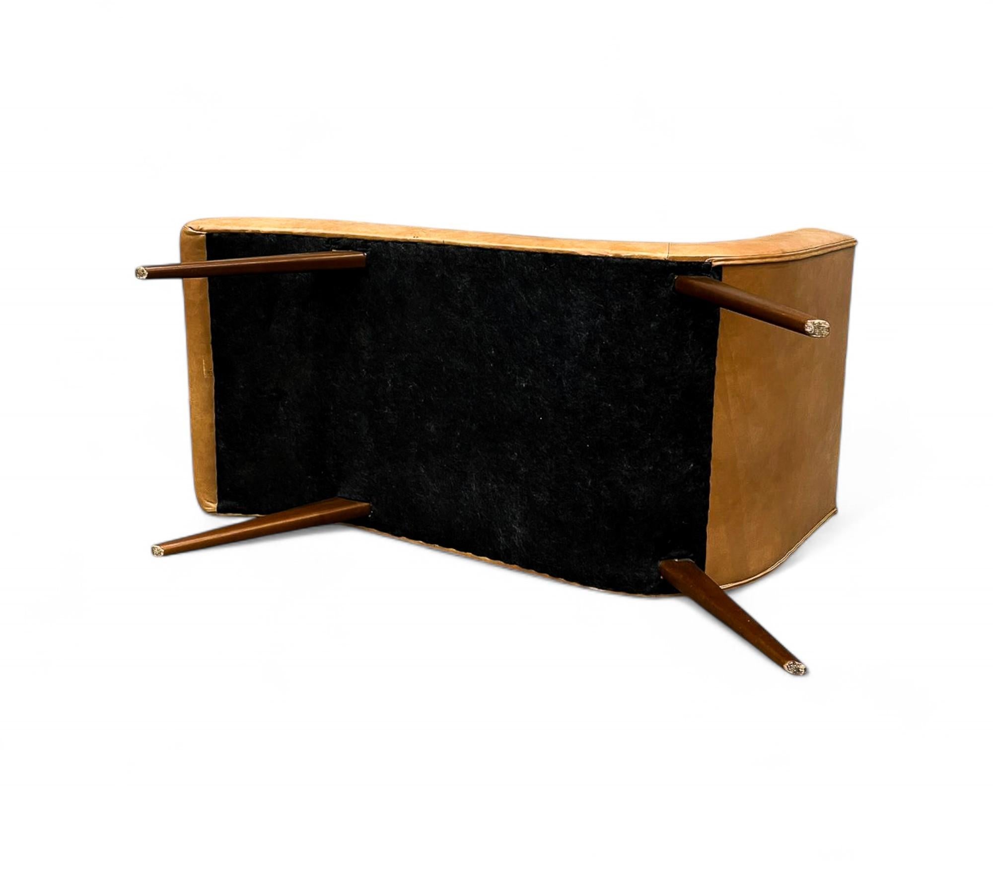 Brazilian Modern Chaise in Hardwood & Cream Leatherette, Unknown, 1950s In Good Condition For Sale In New York, NY