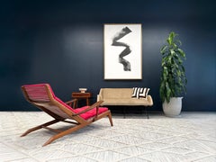 Brazilian Modern Chaise Lounge in Caviúna Wood & Fabric by Pierre Weckx, Brazil
