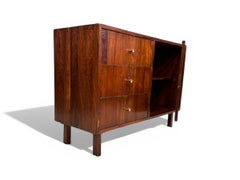Brazilian Modern Chest in Hardwood & Brass by Geraldo de Barros, 1950s, Brazil