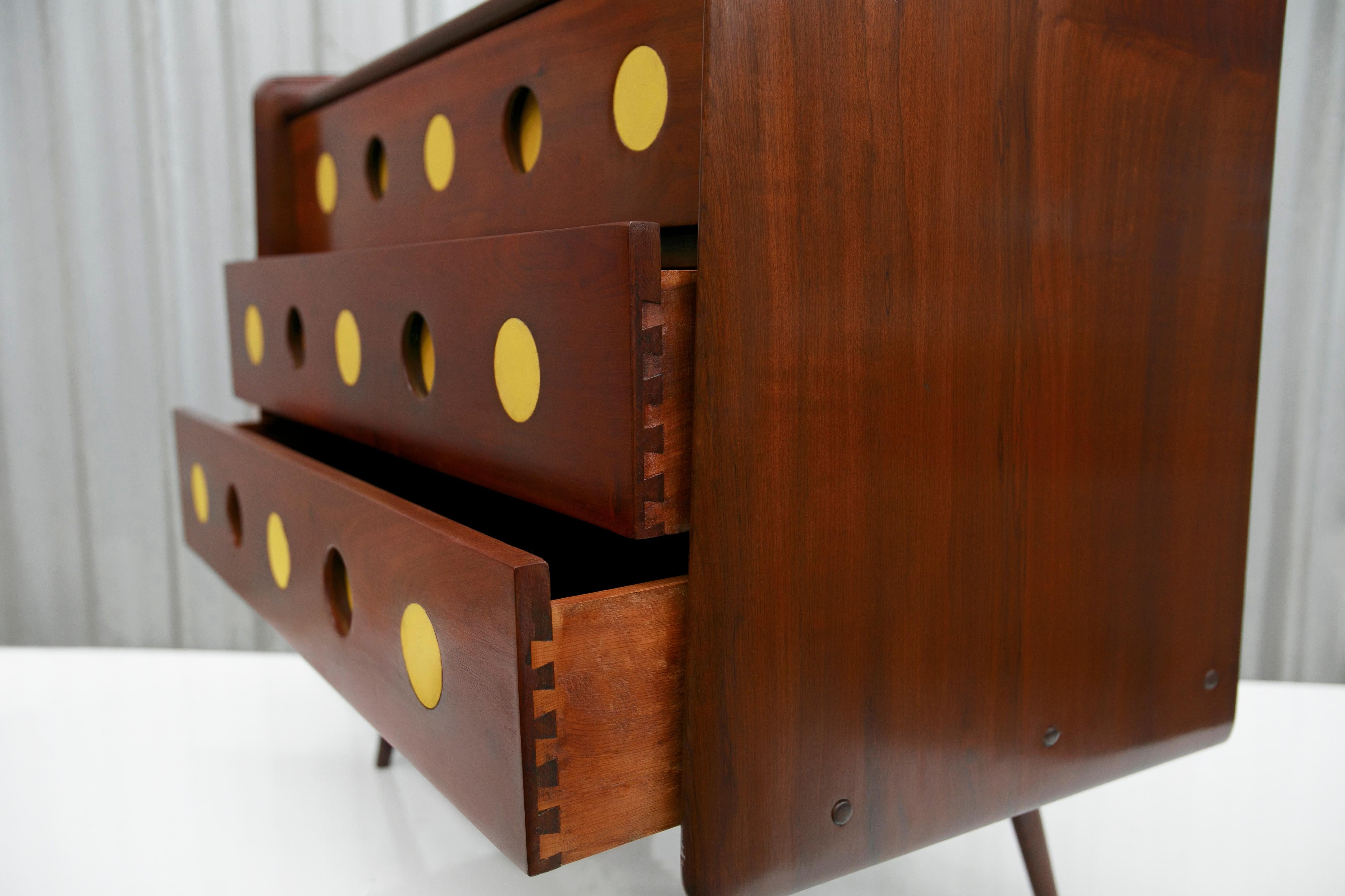 Hand-Carved Brazilian Modern Chest of Drawers in Hardwood by Moveis Cimo, 1950s, Brazil