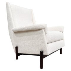 Sedia club moderna brasiliana in legno duro e boucle, Jorge Jabour, anni '60