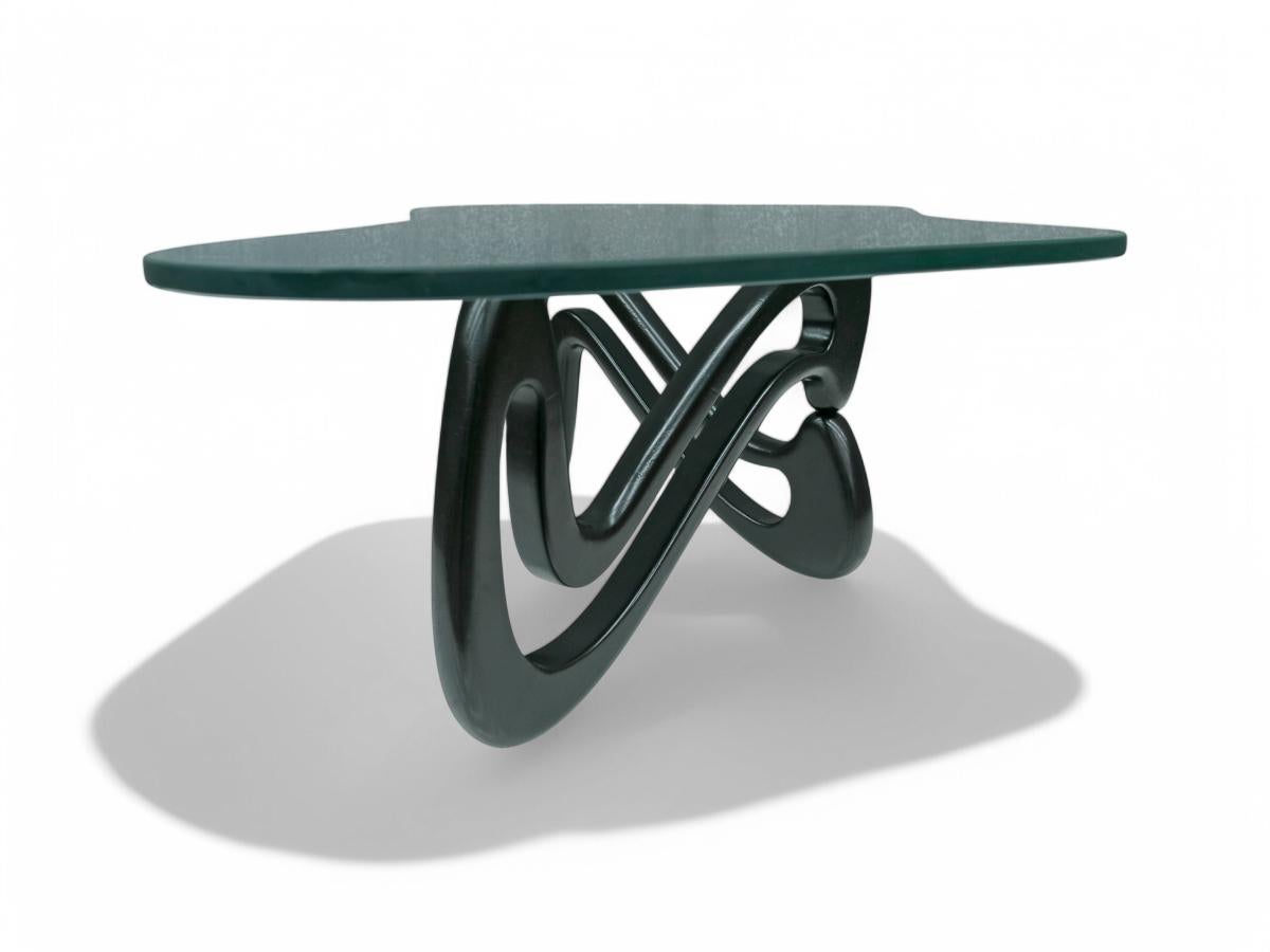 Sud-américain Table basse moderne brésilienne Acqua en bois et verre, Giuseppe Scapinelli, 1955 en vente