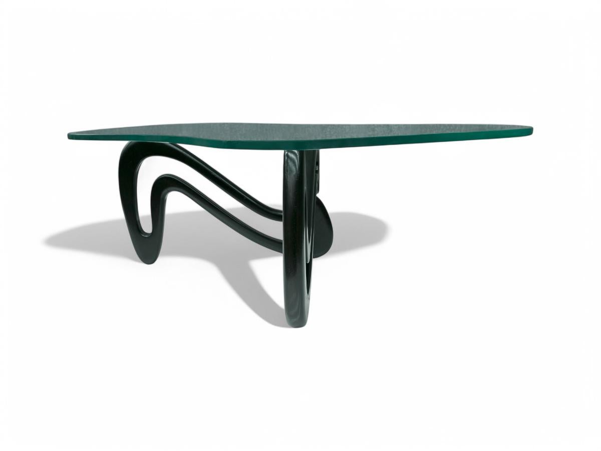 20ième siècle Table basse moderne brésilienne Acqua en bois et verre, Giuseppe Scapinelli, 1955 en vente