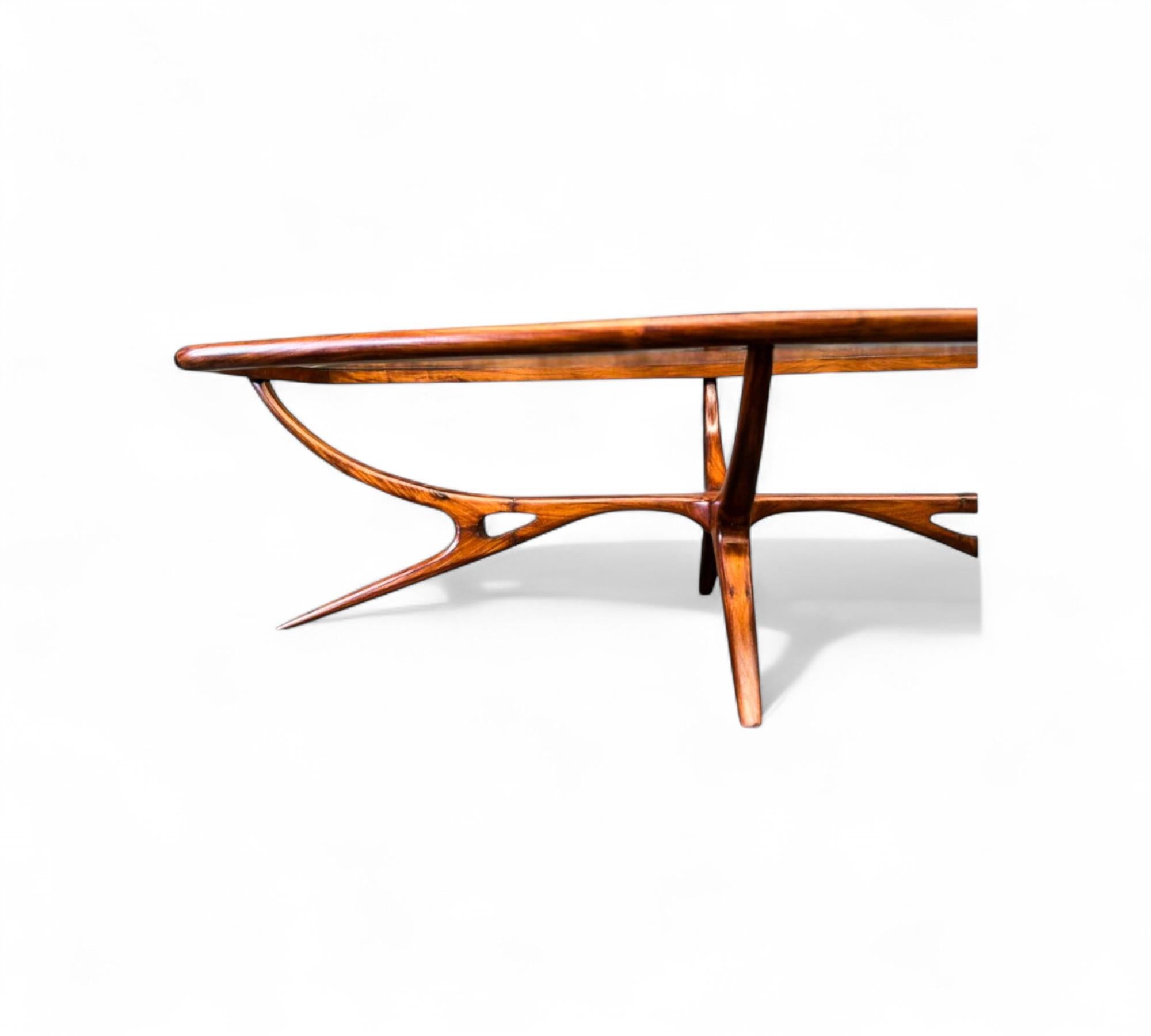 Table basse moderne brésilienne en caviuna et verre, Giuseppe Scapinelli, années 1950 en vente 3
