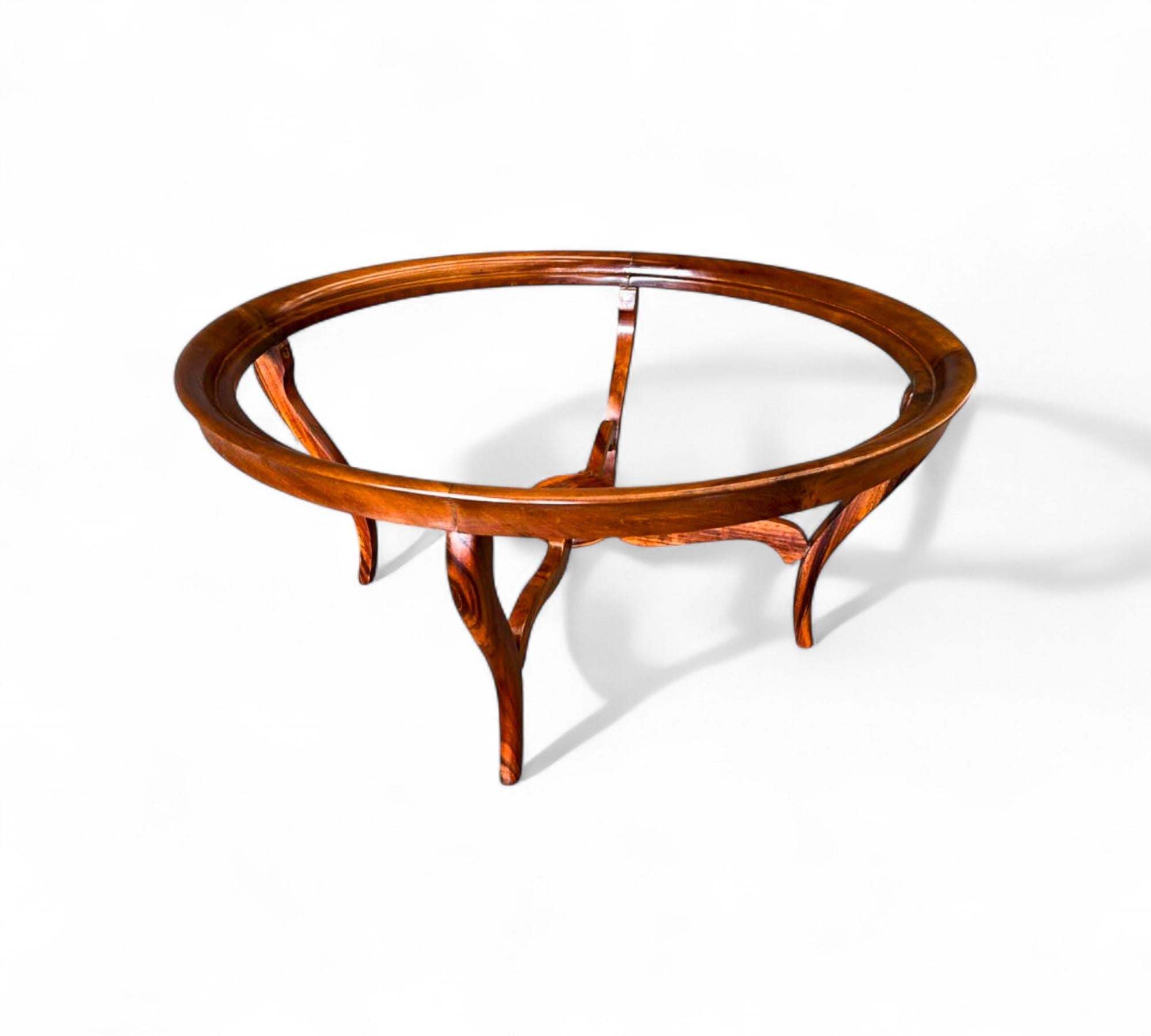 Mid-Century Modern Brazilian Modern Coffee Table in Caviuna & Glass, Giuseppe Scapinelli, 1950s en vente