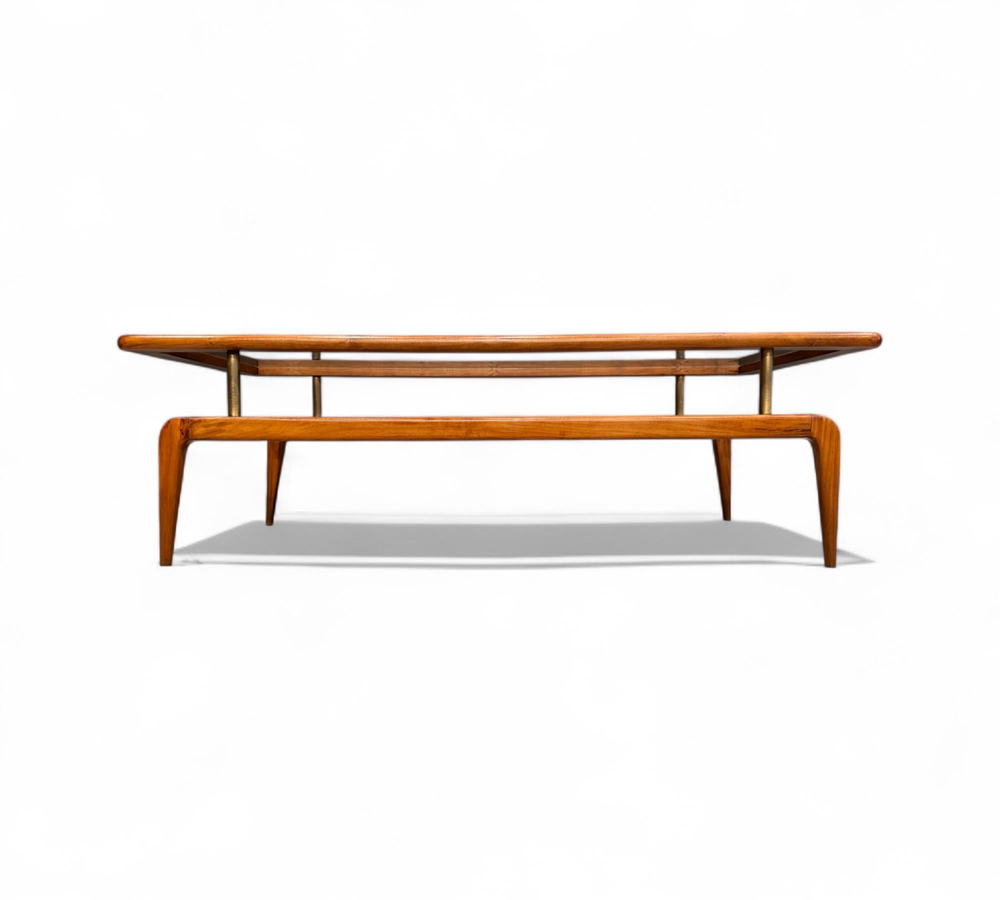 Mesa de centro moderna brasileña en caviuna y cristal, Giuseppe Scapinelli, c. 1950 en venta 2