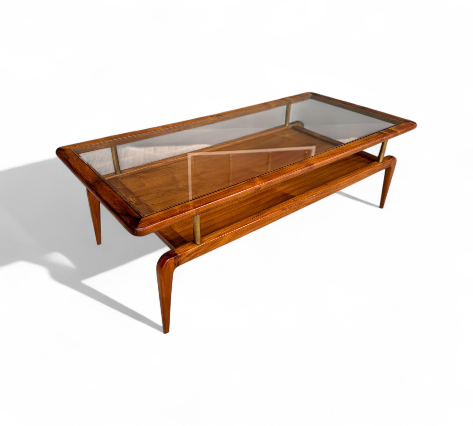 Mesa de centro moderna brasileña en caviuna y cristal, Giuseppe Scapinelli, c. 1950 en venta 4