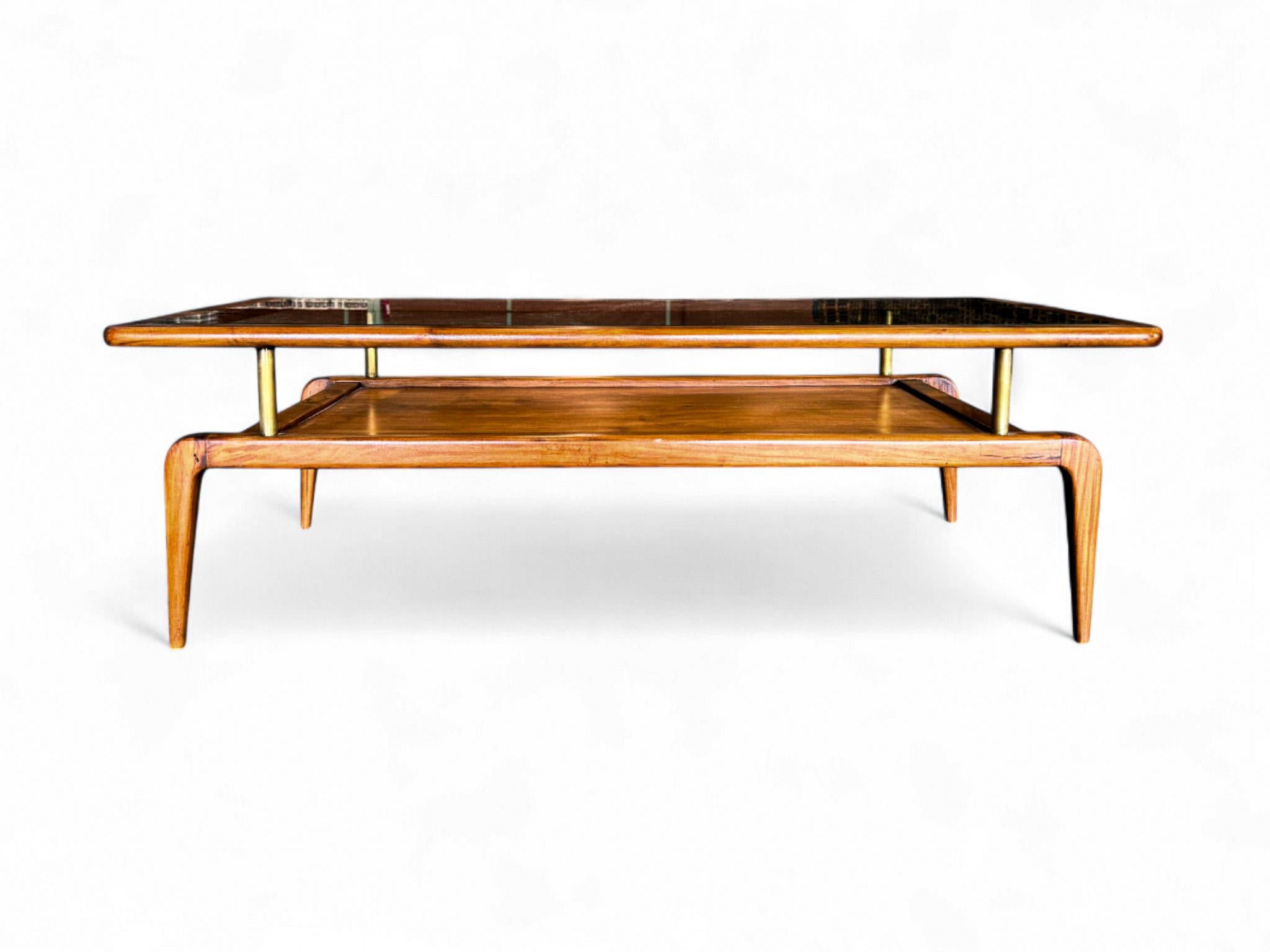 Table basse moderne brésilienne en Caviuna et verre, Giuseppe Scapinelli, c.1950s en vente 5