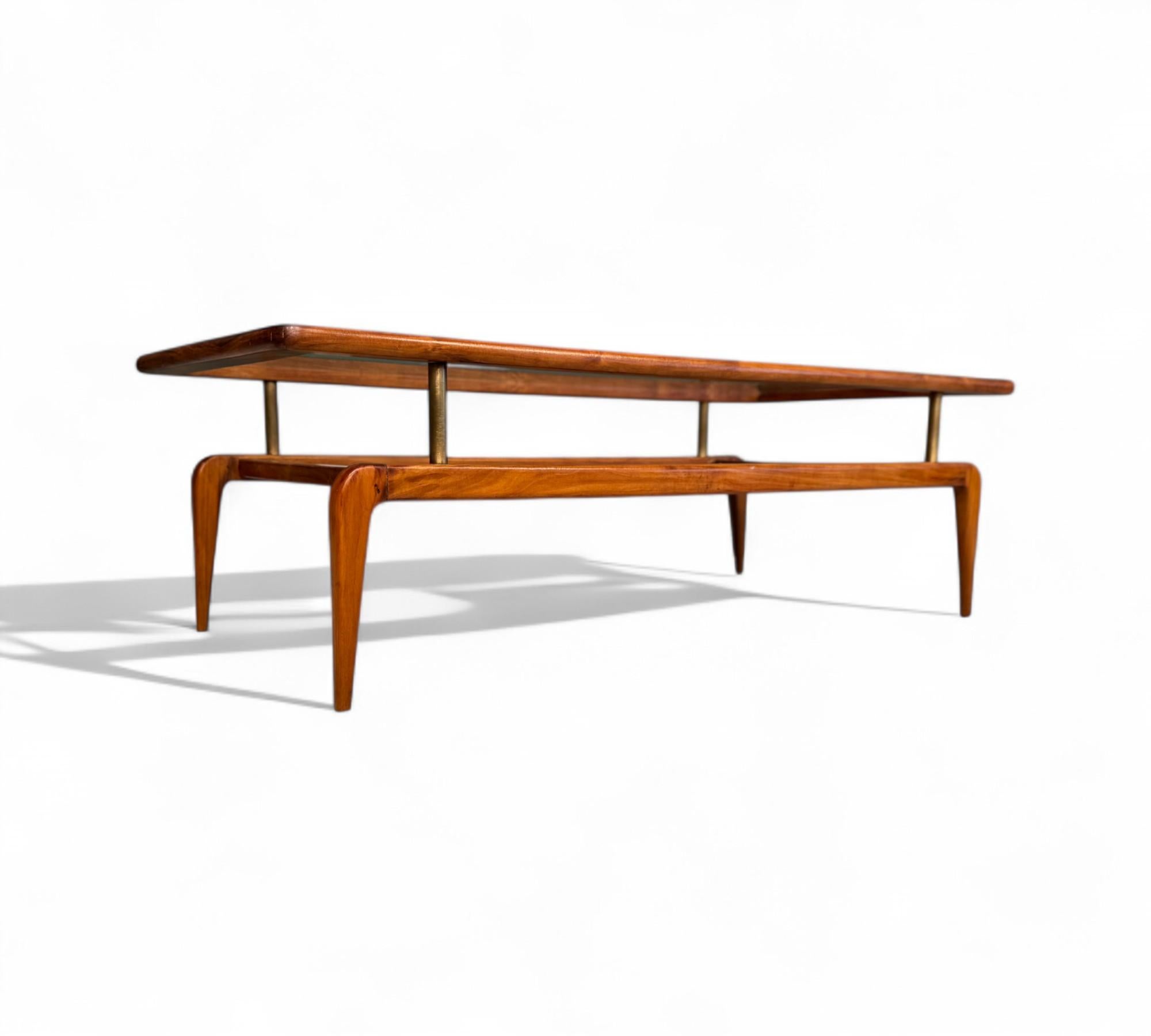 Mesa de centro moderna brasileña en caviuna y cristal, Giuseppe Scapinelli, c. 1950 en venta 5