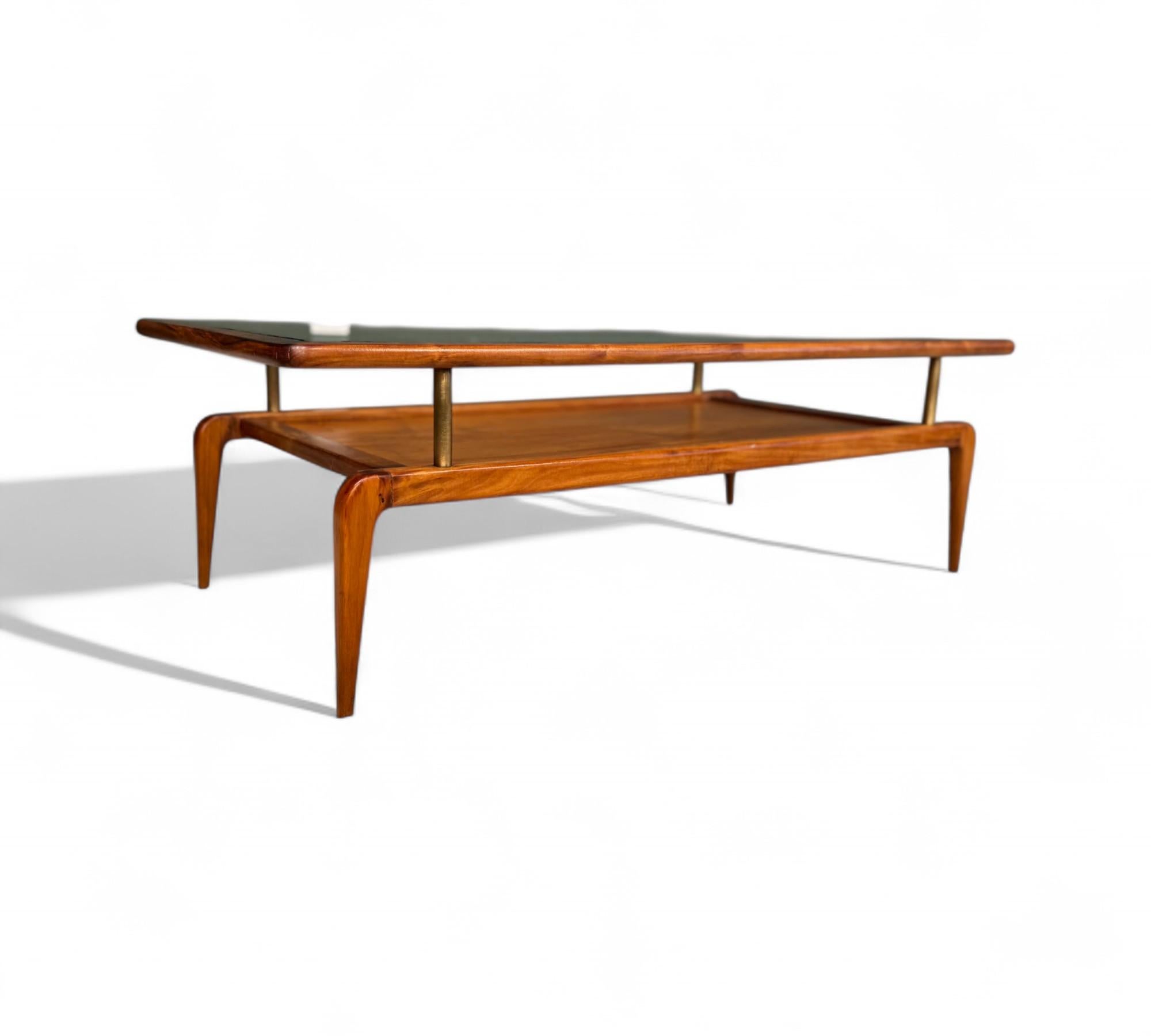 Mesa de centro moderna brasileña en caviuna y cristal, Giuseppe Scapinelli, c. 1950 en venta 6