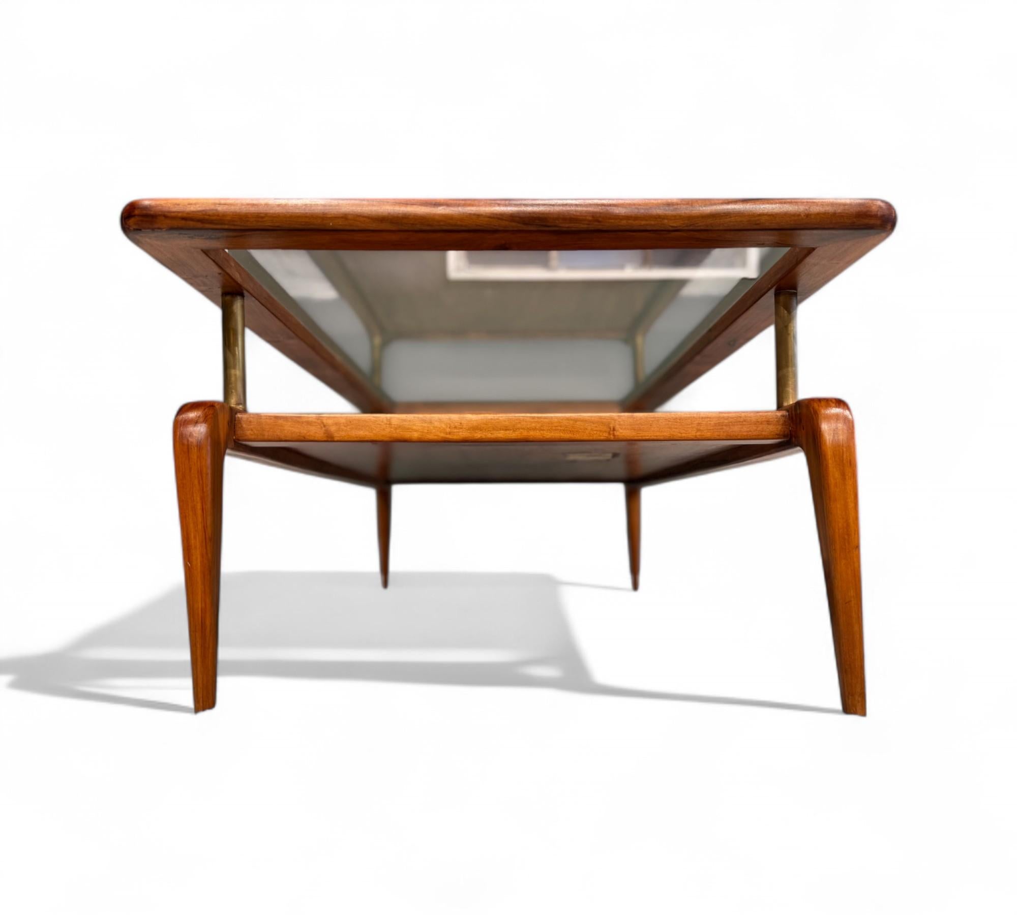 Mesa de centro moderna brasileña en caviuna y cristal, Giuseppe Scapinelli, c. 1950 en venta 1
