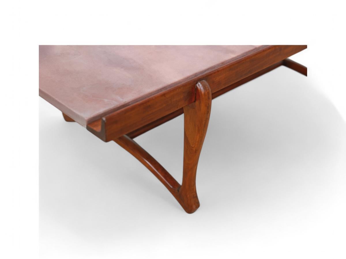 20th Century Brazilian Modern Coffee table in Caviuna & Marble, Giuseppe Scapinelli, c. 1950 For Sale