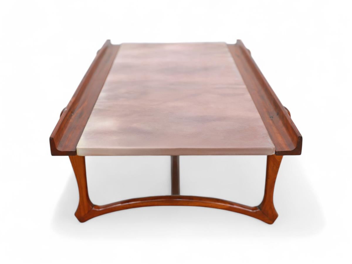 Brazilian Modern Coffee table in Caviuna & Marble, Giuseppe Scapinelli, c. 1950 In Good Condition For Sale In New York, NY