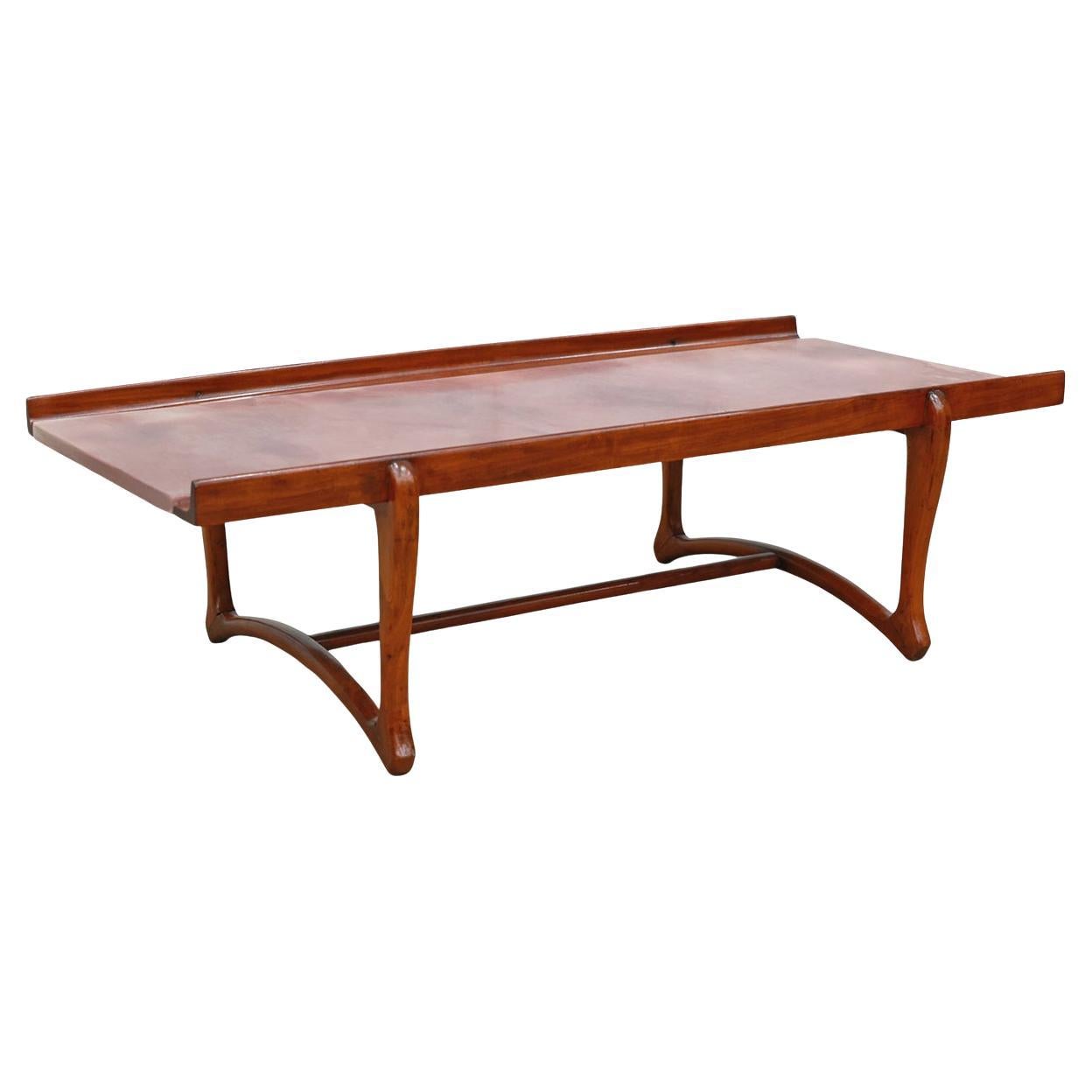 Table basse moderne brésilienne en Caviuna et marbre, Giuseppe Scapinelli, vers 1950 en vente