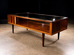 Brazilian Modern Coffee Table in Hardwood and Glass, Carlo Hauner, 1950s