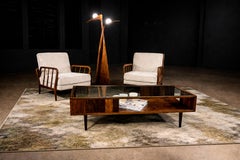 Moderner brasilianischer Couchtisch aus Hartholz und Glas, Carlo Hauner, 1950er Jahre