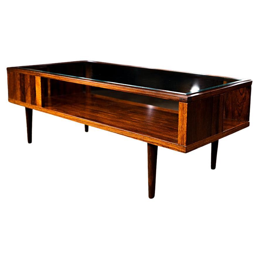 Brazilian Modern Coffee Table in Hardwood and Glass, Carlo Hauner, 1950s en vente