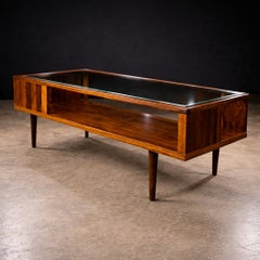 Moderner brasilianischer Couchtisch aus Hartholz und Glas, Carlo Hauner, 1950er Jahre