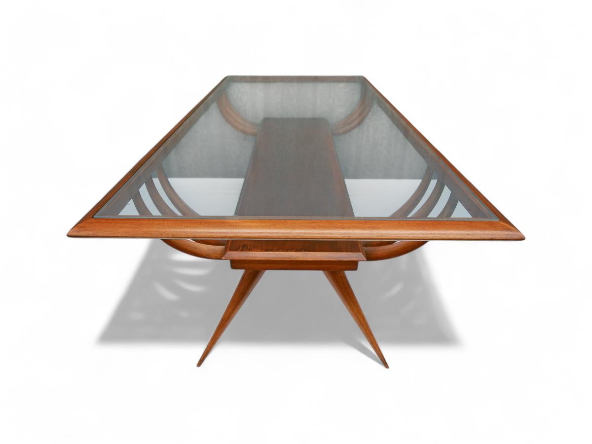 Table basse moderne brésilienne en bois dur et verre par Giuseppe Scapinelli, années 1950 en vente 1