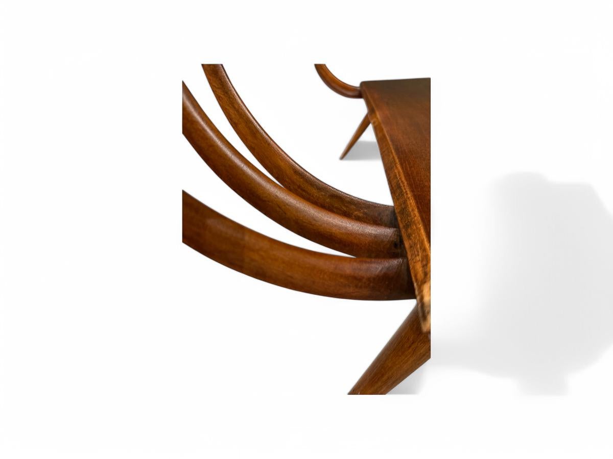Table basse moderne brésilienne en bois dur et verre par Giuseppe Scapinelli, années 1950 en vente 3