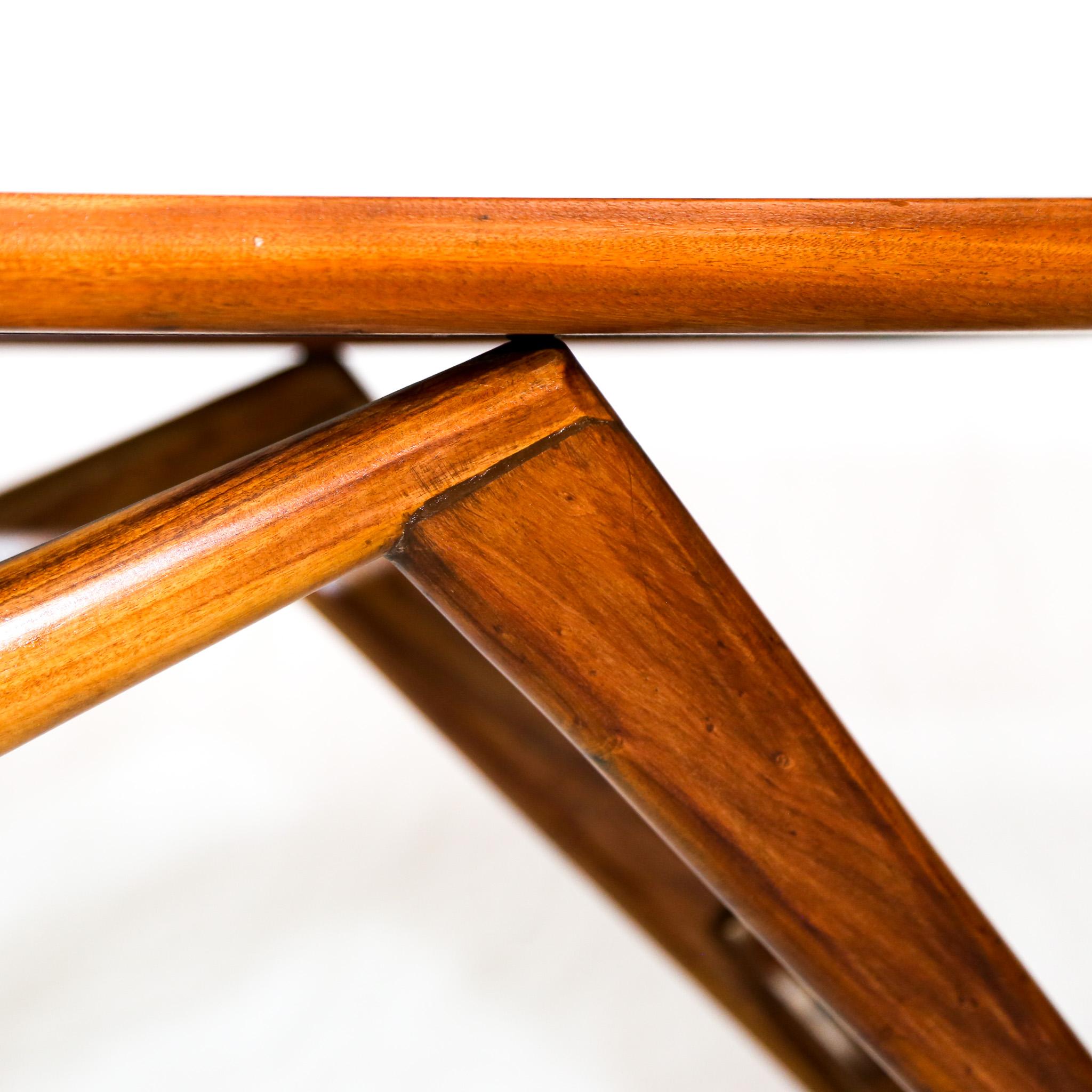 Brazilian Modern Coffee Table in Hardwood & Glass by Pierre Weckx, 1950s 4