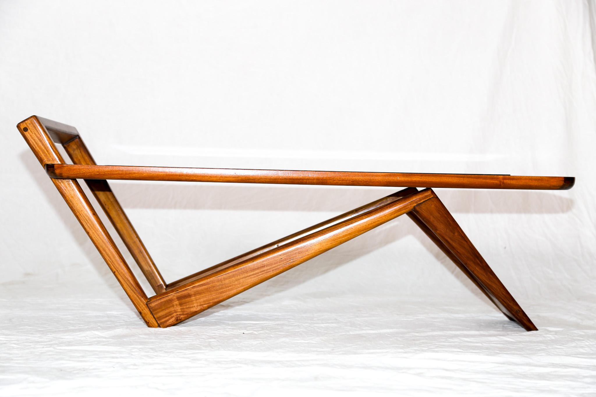 Woodwork Brazilian Modern Coffee Table in Hardwood & Glass by Pierre Weckx, 1950s