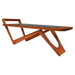 Brazilian Modern Coffee Table in Hardwood & Glass by Pierre Weckx, 1950s