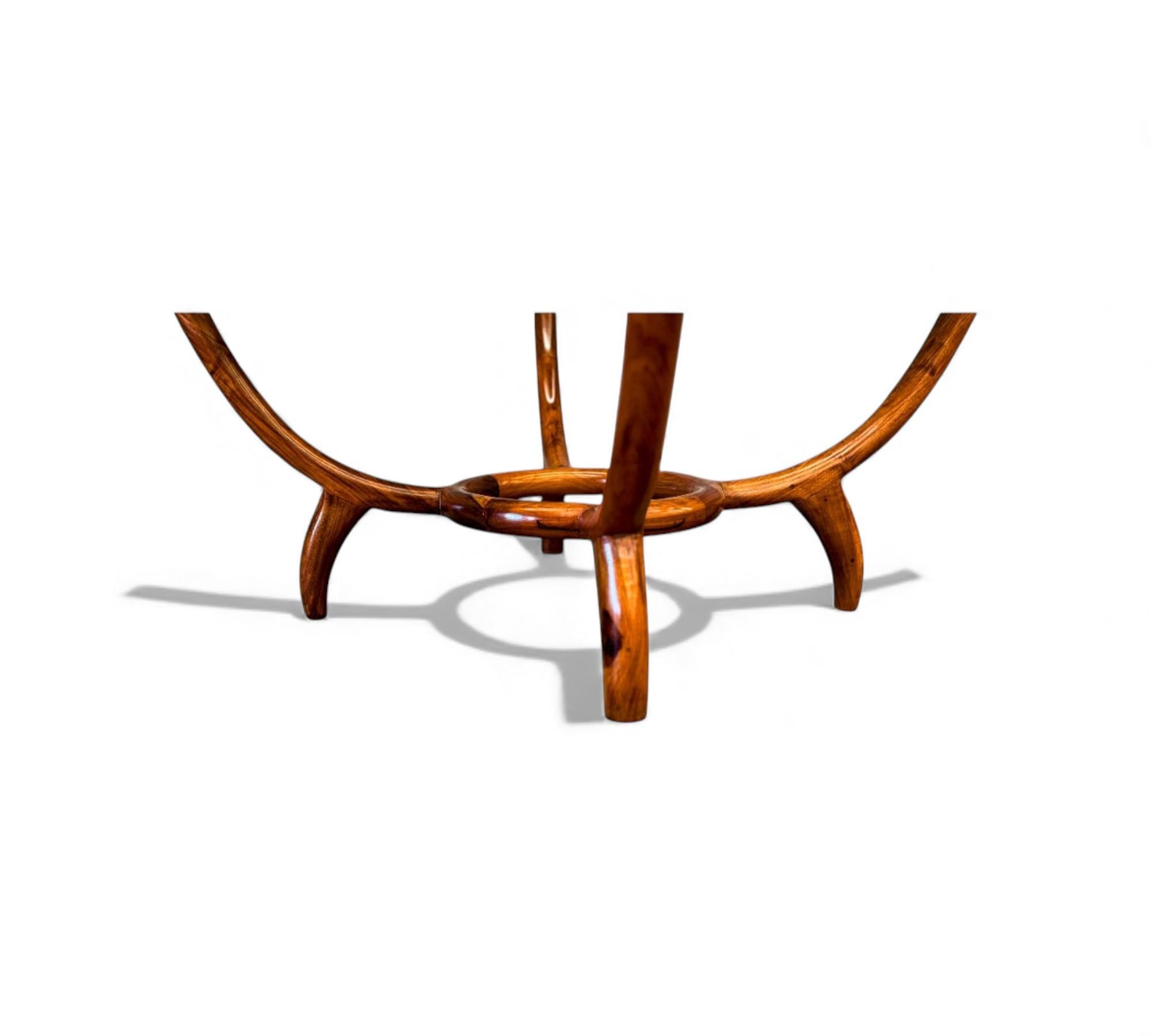 Table basse moderne brésilienne en bois dur et verre, Giuseppe Scapinelli, années 1950 en vente 2