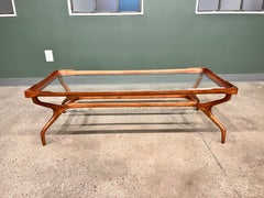 Brazilian Modern Coffee Table in Hardwood & Glass, Giuseppe Scapinelli 1950s