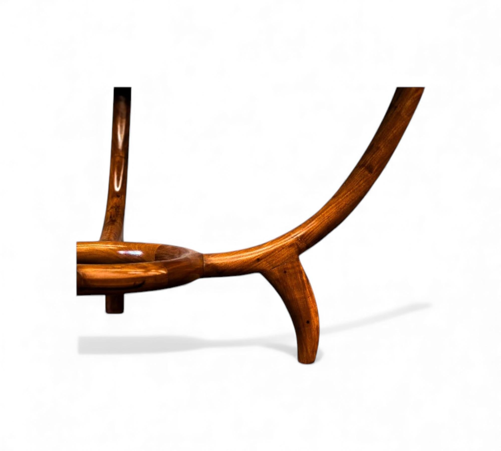 Verre Table basse moderne brésilienne en bois dur et verre, Giuseppe Scapinelli, années 1950 en vente