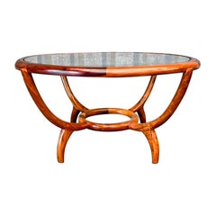 Brazilian Modern Coffee Table in Hardwood & Glass, Giuseppe Scapinelli, 1950s
