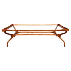 Vintage Brazilian Modern Coffee Table in Hardwood & Glass, Giuseppe Scapinelli 1950s