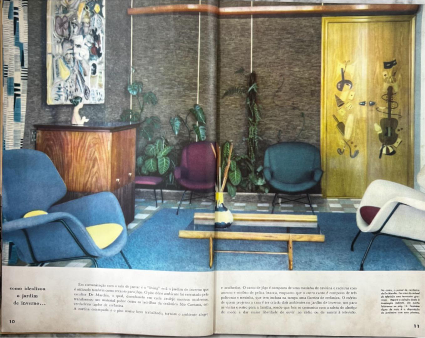 Table basse moderne brésilienne en bois dur et verre, Giuseppe Scapinelli, vers 1950 en vente 4